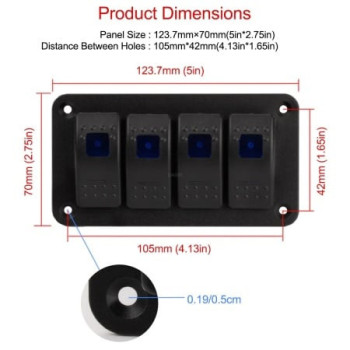 Panou cu 4 butoane auto, cu LED, ON-OFF universal 12-24V ATA02121