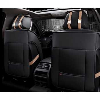 Set 2 huse scaune auto pentru fata, piele ecologica, maro ATA3106