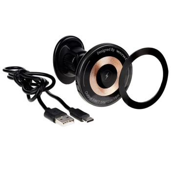 Suport magnetic pentru telefon, prindere in grila aer, cu incarcator inductiv de 15W + cablu USB  USB-C 100 cm ATA3165