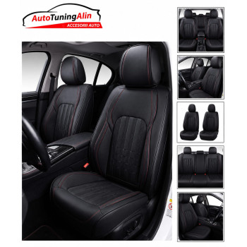Huse Scaune Auto Universale Premium Negru cu Cusatura Rosie|Auto Tuning Alin