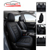 Set Huse Scaune Auto Universale  -material textil negru cu dunga albastra,fata -spate|Alin Auto Tuning