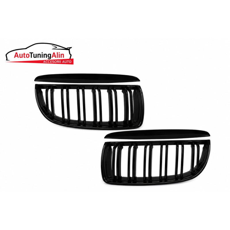 Grile Centrale Duble compatibil cu BMW Seria 3 E90 E91 Pre-LCI 2004-2008 M-Design Negru Lucios|Auto Tuning Alin