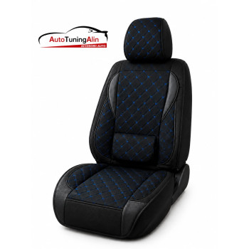 Husa  scaun auto universală – material textil premium, negru cu albastru|Auto Tuning Alin