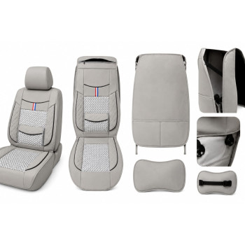 Husa scaun auto universala -Imitatie piele si material textil respirabil GRI|Auto Tuning Alin