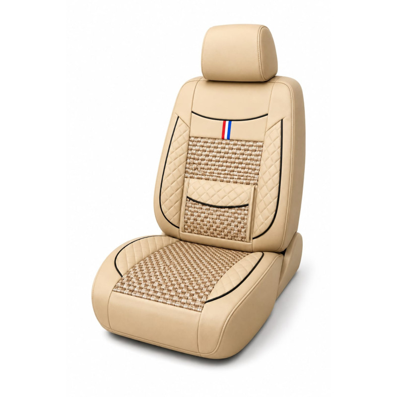 Husa  auto universala -Imitatie piele si material textil respirabil BEJ|Auto Tuning Alin