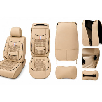 Husa  auto universala -Imitatie piele si material textil respirabil BEJ|Auto Tuning Alin