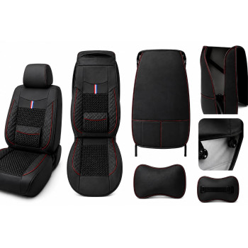 Husa scaun auto universala -Imitatie piele si material textil respirabil Negru|Alin Auto Tuning