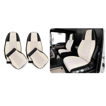 Set huse scaun camion MAN THX II (2020+) Negru/Crem,piele ecologica si catifea | Auto Tuning Alin