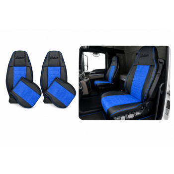 Set huse scaun camion MAN THX II (2020+) Negru/Albastru ,piele ecologica si catifea | Auto Tuning Alin