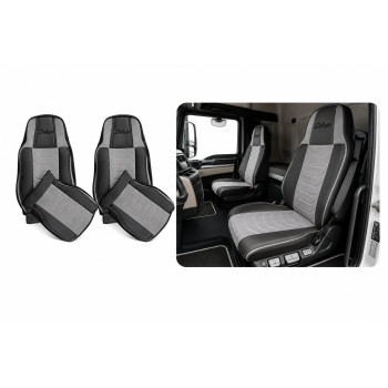 Set huse scaun camion MAN THX II (2020+) Negru/Gri,piele ecologica si catifea|Auto Tuning Alin
