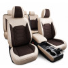 Set huse scaune auto universale,crem cu maro , material textil, Fata-spate|Auto Tuning Alin