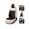 Set huse scaune auto universale,crem cu maro , material textil, Fata-spate|Auto Tuning Alin