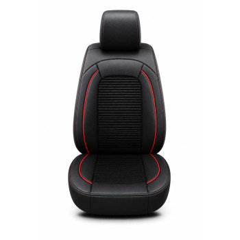 Set huse universale auto imitatie piele + material textil calitate Premium ,negru cu cusaturi rosii|Auto Tuning Alin