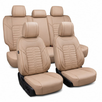 Set huse scaune auto Milano HybridFit – crem, piele ecologică, universale, față-spate|Auto Tuning Alin