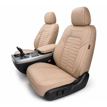 Set huse scaune auto Milano HybridFit – crem, piele ecologică, universale, față-spate|Auto Tuning Alin