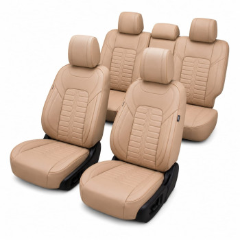 Set huse scaune auto Milano HybridFit – crem, piele ecologică, universale, față-spate|Auto Tuning Alin