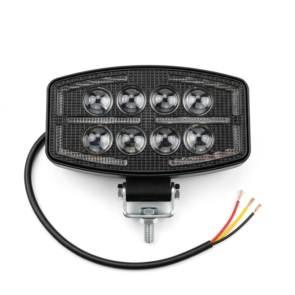 Proiector LED Auto 12-24V ,5,5 Inch (14 cm), 8 Lentile LED, Lumină Alb-Galben, Off-Road, Tractoare, Camioane, Utilaje