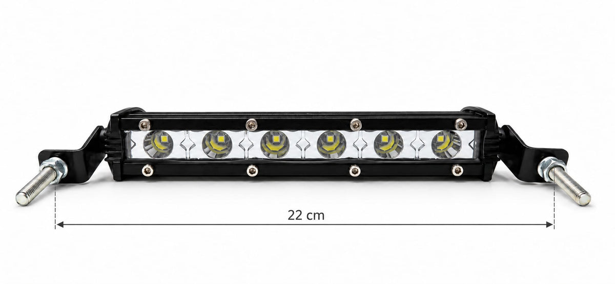 Proiector Bară LED slim cu 6 LED-uri și suporturi laterale – 22 cm între șuruburile de prindere