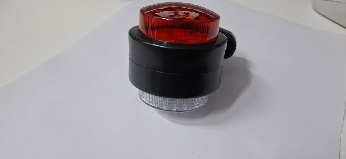 Lampă LED de gabarit rotundă, cu braț scurt – lumină albă și roșie, pentru camion, remorcă și semiremorcă