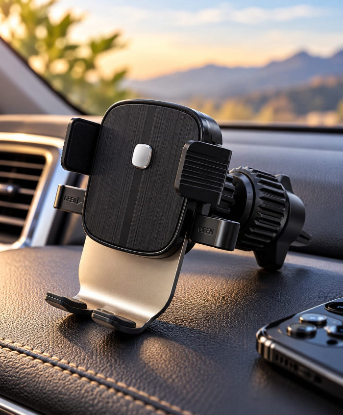 Suport telefon auto RT-60N cu prindere la grila de ventilație, rotire 360°, negru