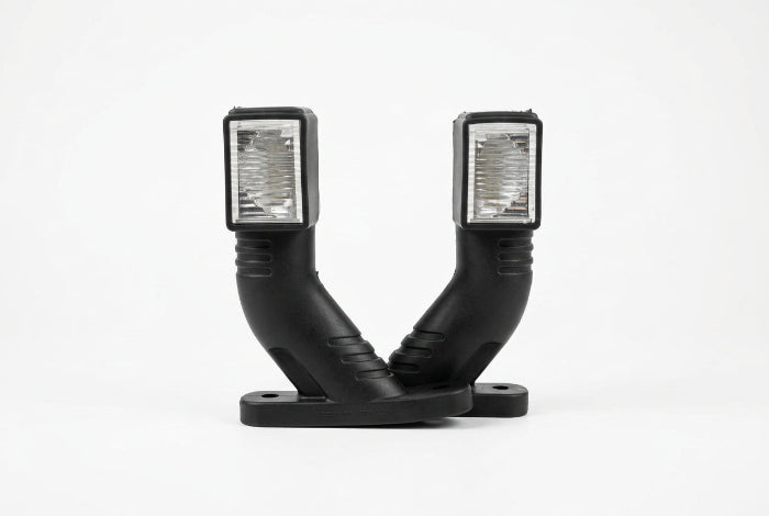 Set 2 lămpi LED gabarit cu 3 funcții, braț curbat, 6 LED-uri, 12–24V, Fristom FR 0140