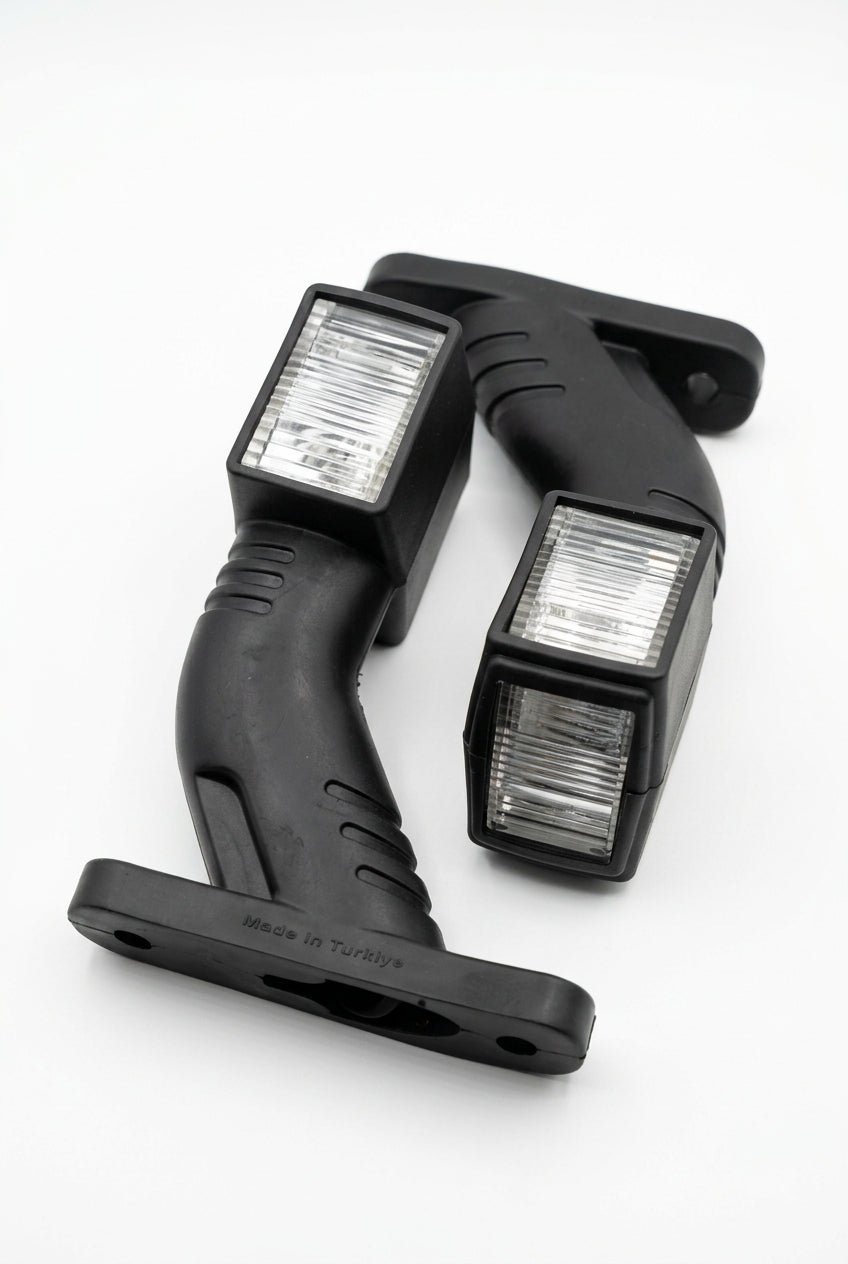 Set 2 lămpi LED gabarit cu 3 funcții, braț curbat, 6 LED-uri, 12–24V, Fristom FR 0140