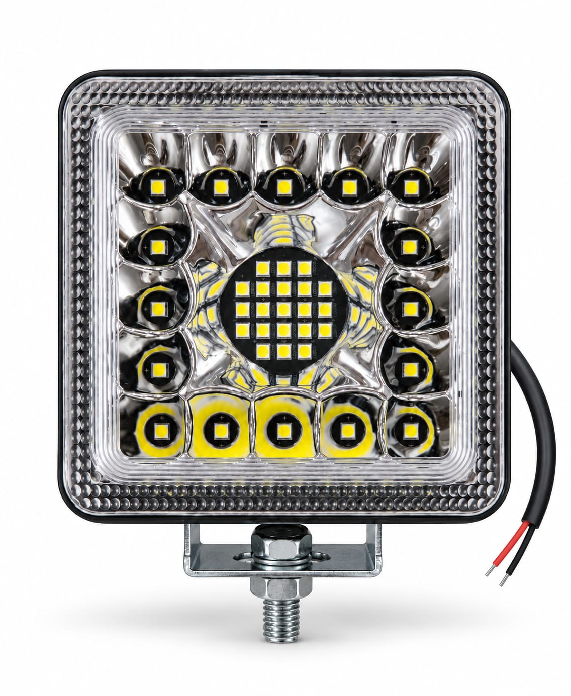 Proiector LED pătrat cu reflector cromat și suport reglabil