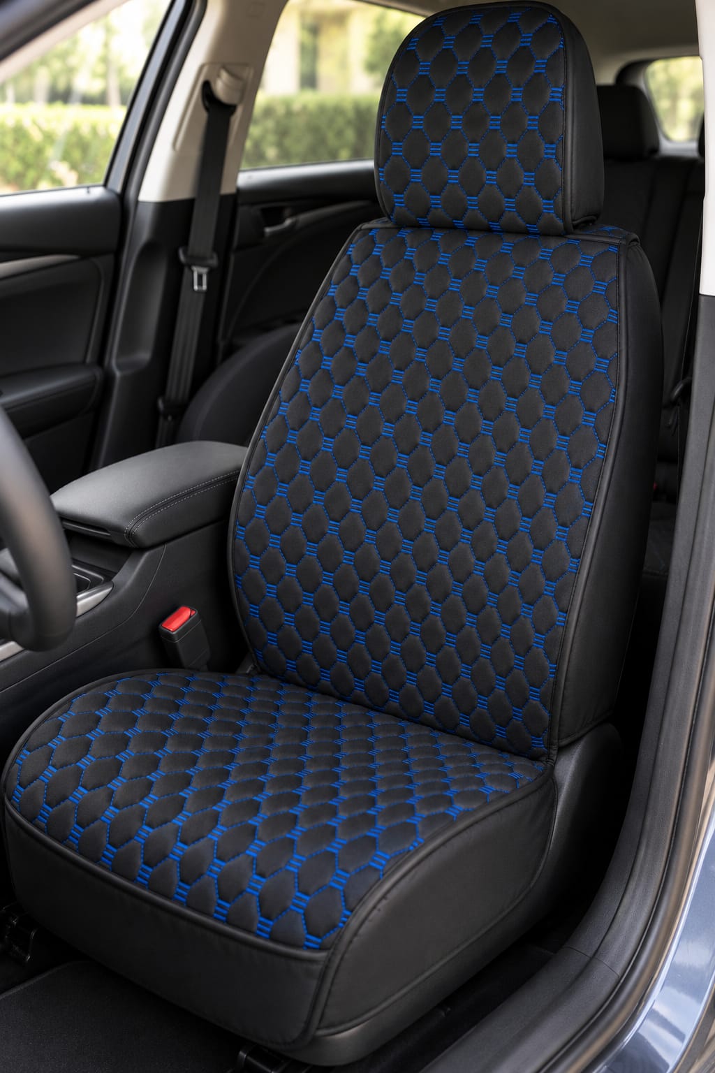HUSA SCAUN AUTO UNIVERSALA MATERIAL TEXTIL RESPIRABIL NEGRU+ ALBASTRU