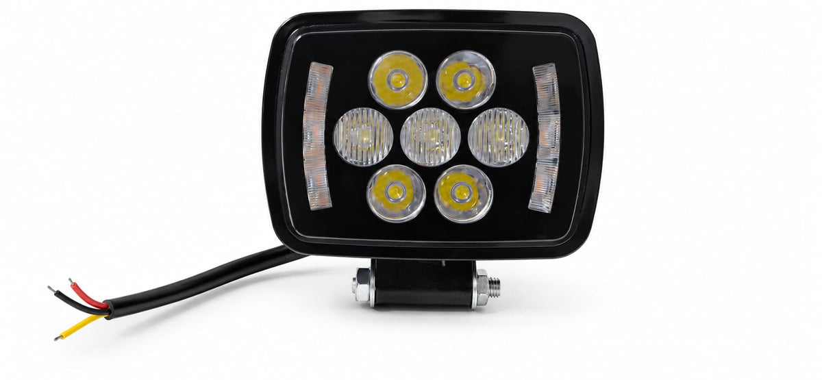 Proiector LED auto dreptunghiular, cu 7 lentile și benzi luminoase laterale