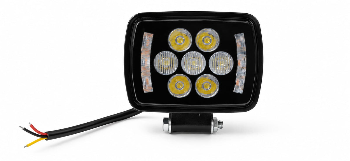Proiector LED auto dreptunghiular, cu 7 lentile și benzi luminoase laterale