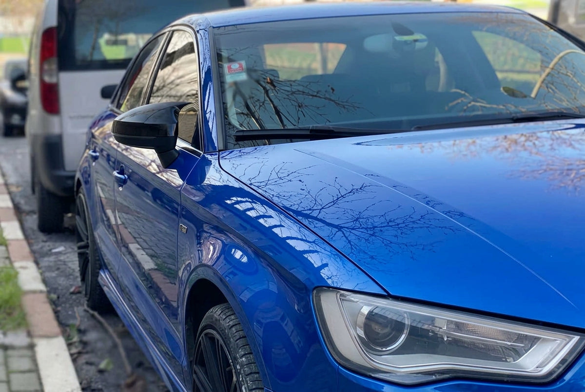 Capace Batman Style oglinda compatibile cu Audi A3 8V 2013-2019 Negru lucios