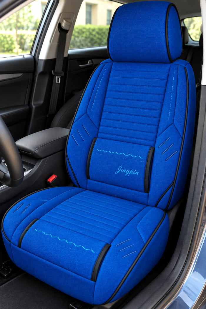 Husa auto Individuala Pentru Scaun Fata,material textil,suport lombar,albastra