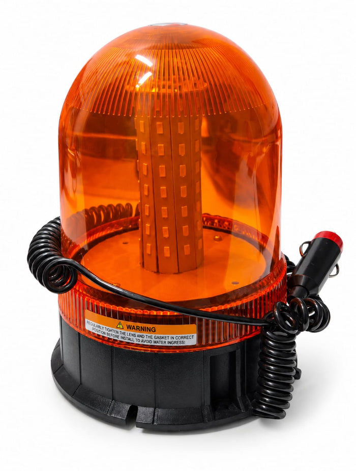 Girofar LED portocaliu de avertizare luminoasă ,12-24V,mufa pentru bricheta si baza magnetica +Omologare E9