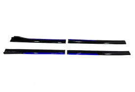 Set 2 Prelungiri praguri tuning 210 cm, negru lucios cu Buza Albastra