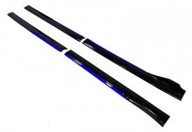 Set 2 Prelungiri praguri tuning 210 cm, negru lucios cu Buza Albastra