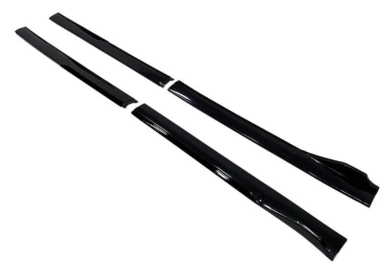 Set 2 Prelungiri praguri tuning 210 cm, negru lucios cu buza neagra
