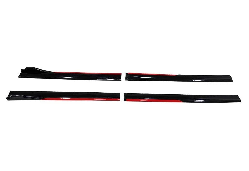 Set 2 Prelungiri praguri tuning 210 cm, negru lucios cu buza rosie