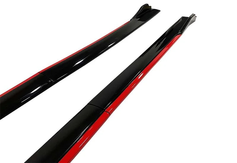 Set 2 Prelungiri praguri tuning 210 cm, negru lucios cu buza rosie