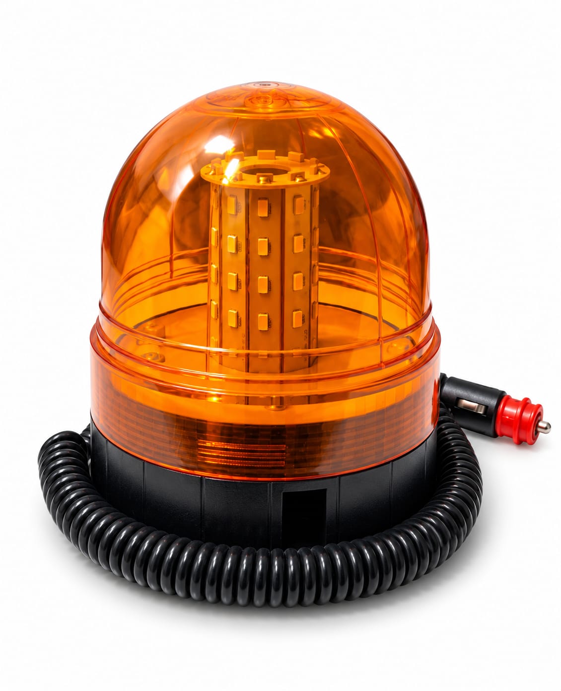 Girofar LED portocaliu cu Mufă pentru brichetă ,baza magnetica și cablu spiralat  12-24V , omologare E9