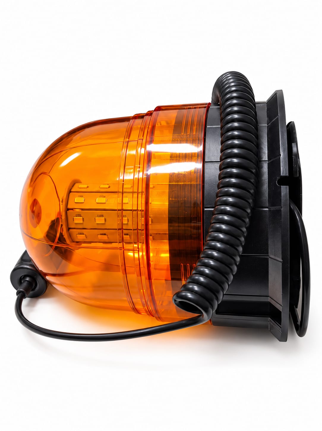 Girofar LED portocaliu cu Mufă pentru brichetă ,baza magnetica și cablu spiralat  12-24V , omologare E9