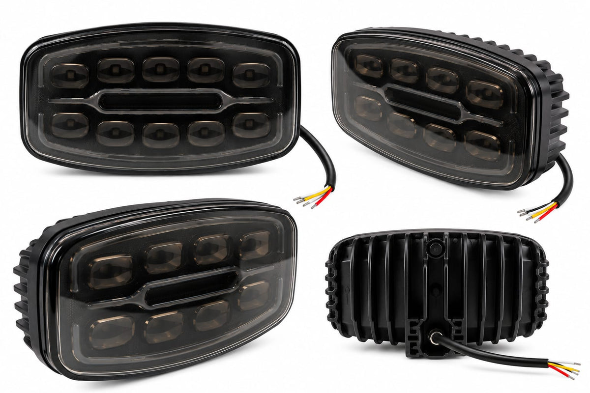 Proiector LED Auto cu 10 Lupe și Bandă LED Centrală – Geam Fumuriu  12-24V