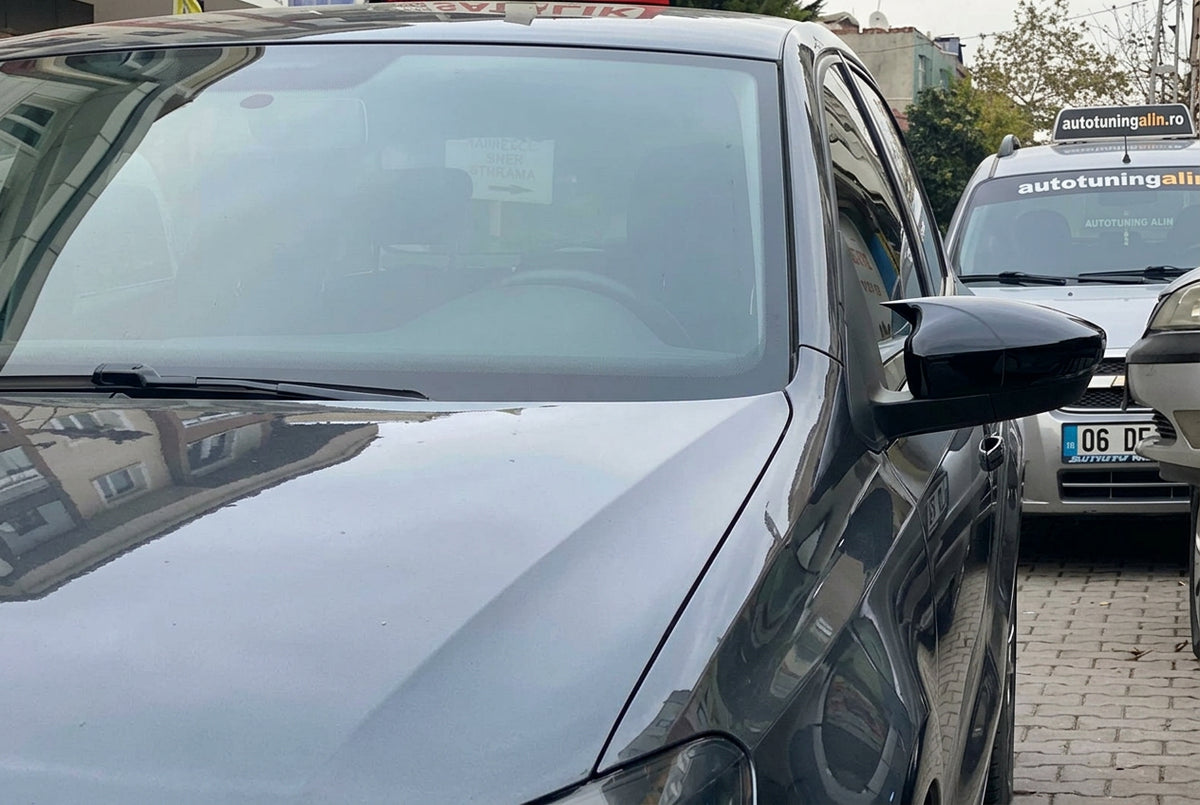 Capace oglinda Batman Style compatibile cu VW POLO 2009-2017 Negru lucios