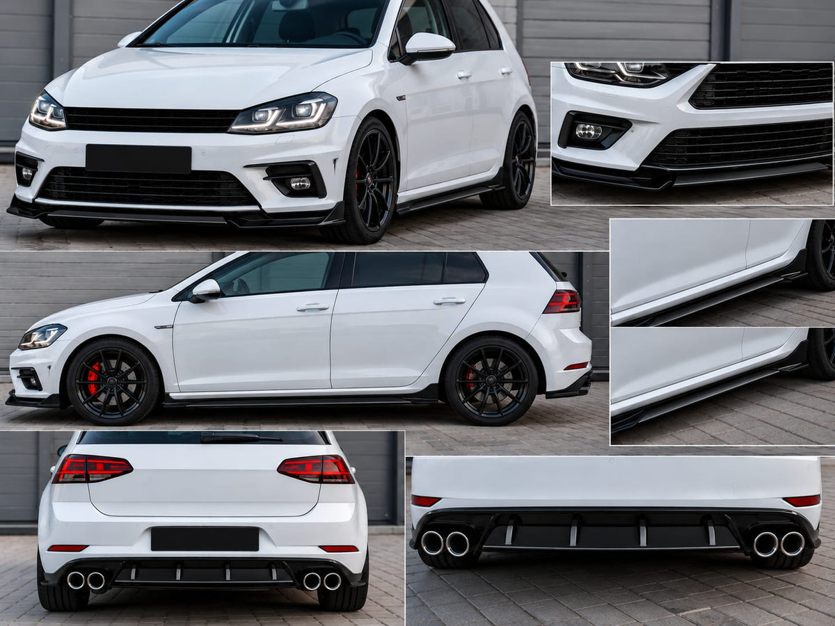 Pachet Tuning Exterior Aero Universal, prelungire bara fata,prelungire praguri laterale si difuzor negru cu Negru