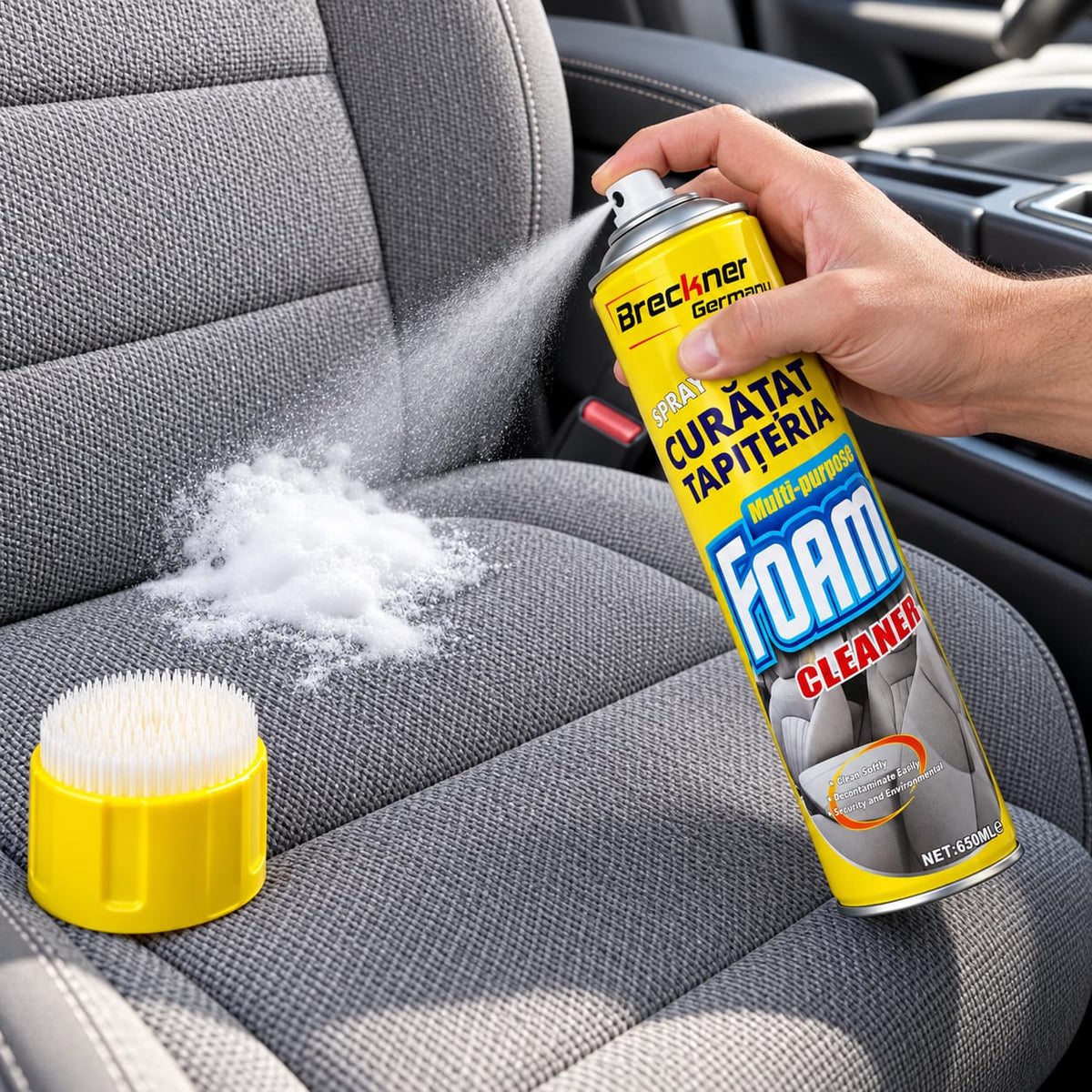 Spray spumă pentru curățat tapițeria Breckner Germany, cu perie, 650 ml