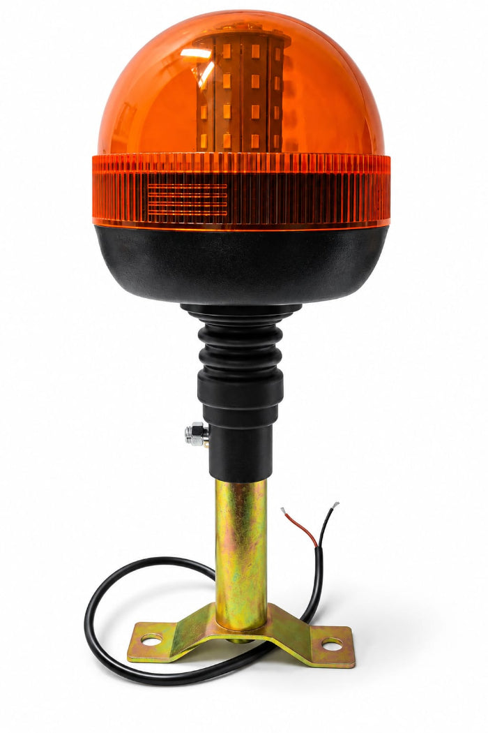 Girofar LED portocaliu 12–30V cu tijă flexibilă și suport metalic inclus , omologare E9
