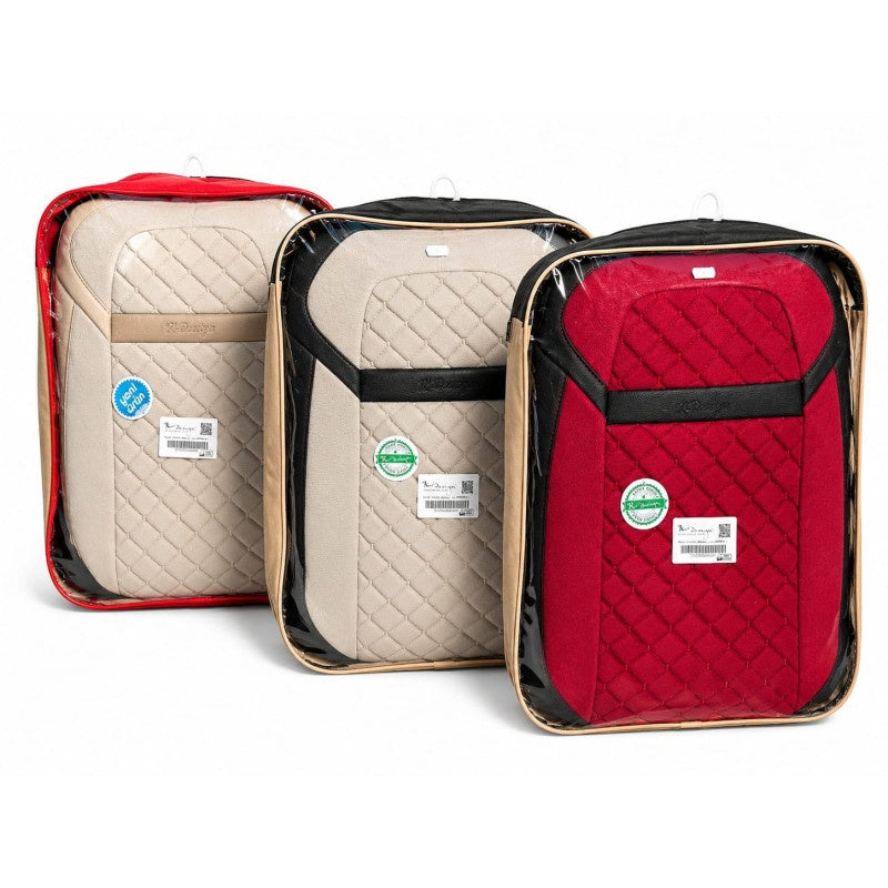 Huse Auto Univerasale Premium-Bej/Negru,Compatibile cu Majoritatea Autoturismelor