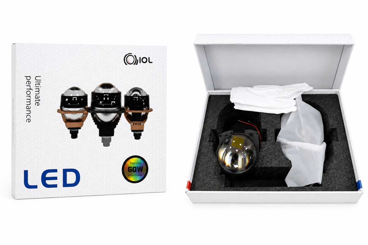 Kit 2 Lupe Bi-LED Auto 3'' 6000K -Lumina Alba intensa ,Faza Scurta+Lunga