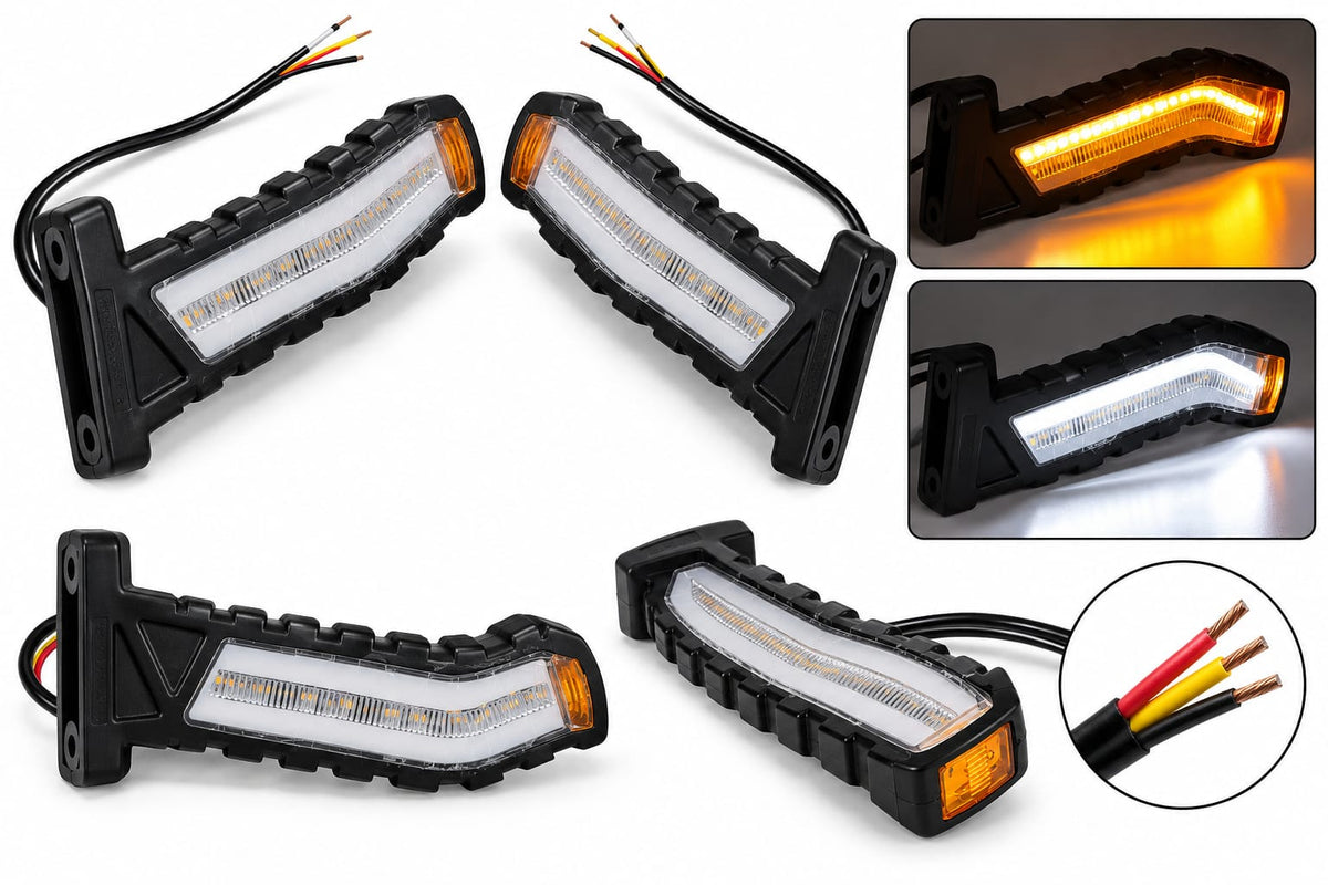 Lampa Dreapta gabarit LED tip coarne, efect Neon, 3 funcții, 12–24V, 16 cm