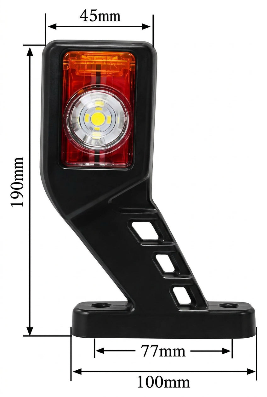 Lampa Dreapta gabarit LED cu braț lung, 12–24V, roșu/alb/portocaliu