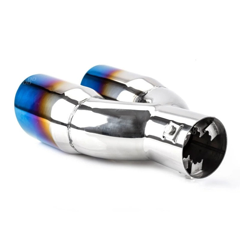 Ornamente toba inox dublu, finisaj cap ars, diametru intrare 6,3 cm, latime 160 mm ATA00099